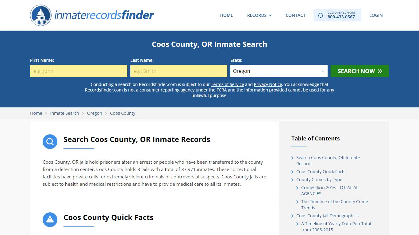 Coos County, OR Inmate Lookup & Jail Records Online